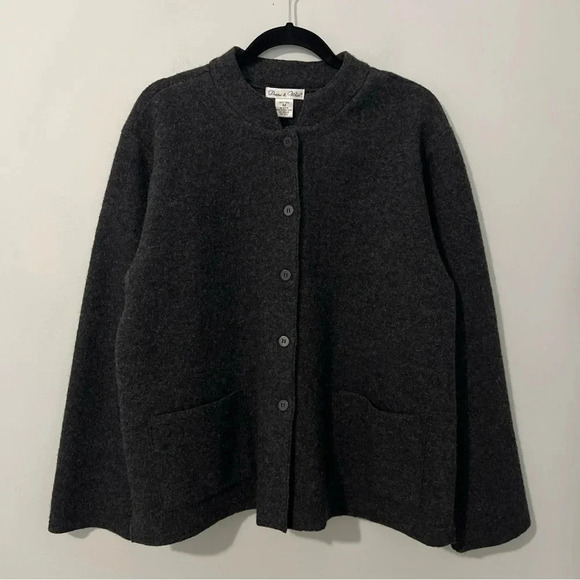 Deane & White Sweater Jacket Women’s Medium Gray Wool Pockets Cardigan Vtg - Picture 5 of 13